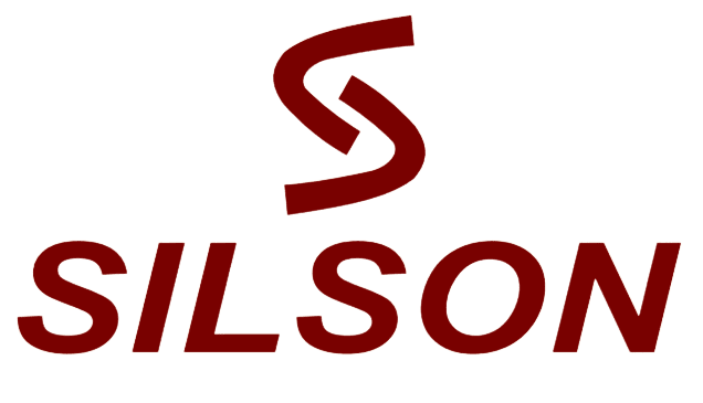 Silson logo and name in red - Transparent